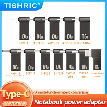 TISHRIC Notebook Napájanie Nabíjačky Dodanie Konektor Adaptéra PD 100W 5A USB Typ-C samíc DC Muž Pre HP/Lenovo/DELL