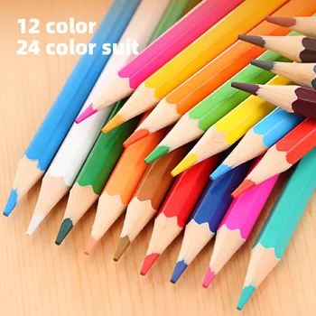 12pcs 24pcs Farebné Ceruzky Box Ceruzky Nastaviť Deti Kawaii Papiernictvo Pastelky Sfarbenie Kreslenie Školy PaintingArt Dodávky