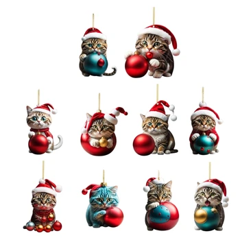 2024 Navidad Vianočné Tvorivé Mačka Ornament Prívesok Dekor Batoh Taška Prívesok 667A