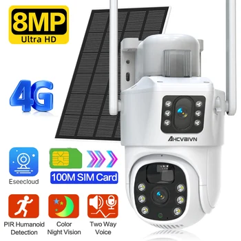 4K 8MP Solar Wireless Dohľadu 4G Fotoaparátu Vonkajšie CCTV PTZ Kamery v PIR Ľudských Detekcia Farieb, Nočné Videnie Zabezpečenia Ochrany