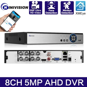 Šesť V Jednom CCTV Mini IP Kamery, DVR TVI CVI AHD CVBS Digitálny Rekordér Podporuje 8CH 5MP AHD Kamera Zabezpečenie Ochrana Pevného Disku