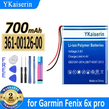 700mAh YKaiserin Batérie 361-00126-00 (2 linky) pre Garmin Fenix 6X Pro 6XPro GPS hodinky Bateria